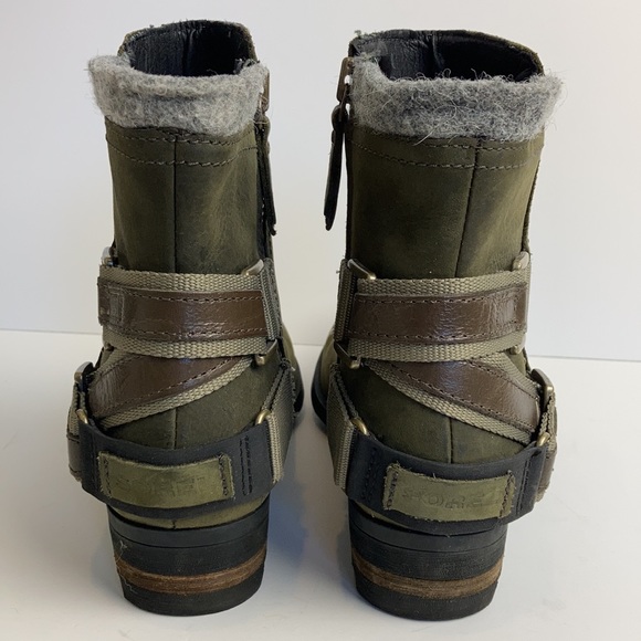Sorel | Lolla Leather Waterproof Boots Peat Moss Green Olive - Picture 7 of 16